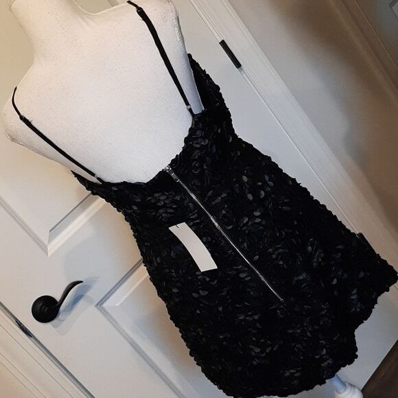 Alpha Omega Black Floral Mini Dress with Adjustable Straps NWT - Picture 6 of 16